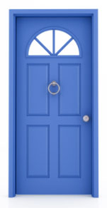 bright blue front door