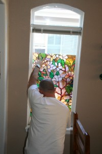 applying stained glass film