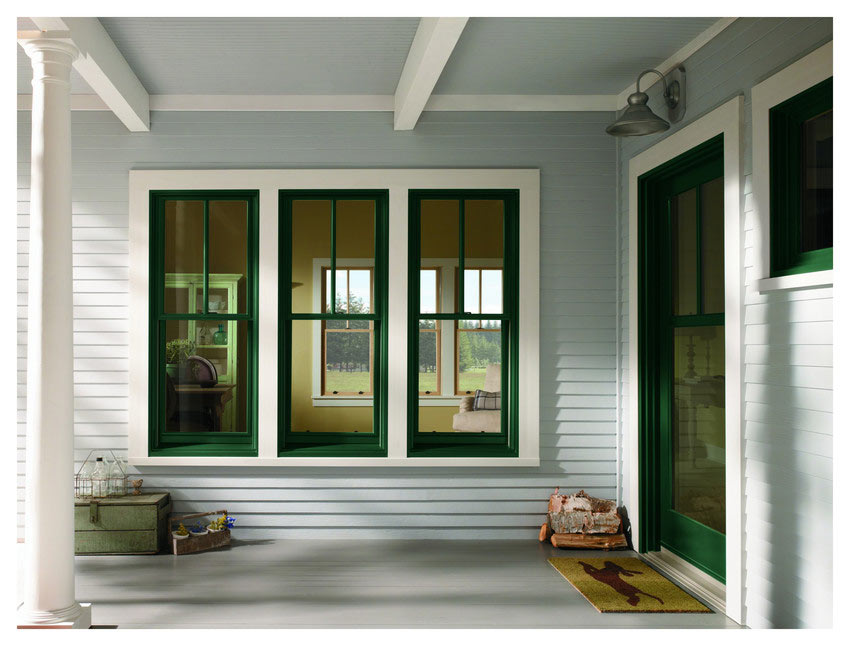 Forest Green Double Hung Frenchwood Hinged Door Exterior